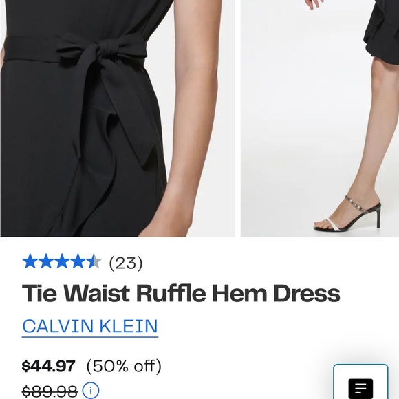 Classy Calvin Klein tie waist hem black dress - Picture 3 of 6